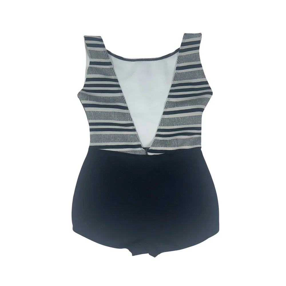 Seea Womens Medium Lido One Piece Swimsuit Black White Striped Surf Suit‎ USA